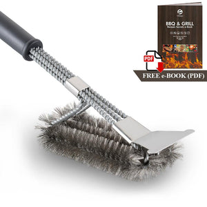 Grill Brush with 3-in-1 Stainless Steel Woven Wire