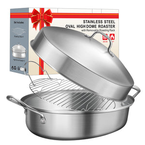 GRILL BUMP Roasting Pan, Turkey Roasting Pan with Rack and Lid for Chicken in Kitchen Thanksgiving Christmas, Gifts for Women Mother Wife Men, 21 Inch