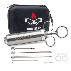 GRILL BUMP Meat Injector Syringe Kit for Smoker with 3 Flavor Food Injector Syringe Meat Needles, Injection Marinades Brine for Meat, Turkey; 2-oz, Including Paper and E-Book (PDF) User Manual