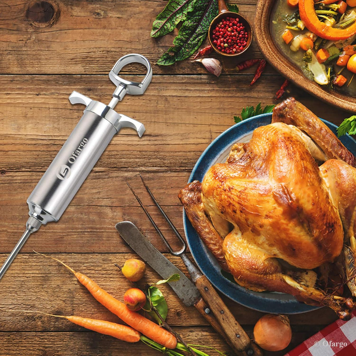 Meat Injector Ham Meat Injector, Meat Injectors for Smoking BBQ with 3 Marinade Injector ...