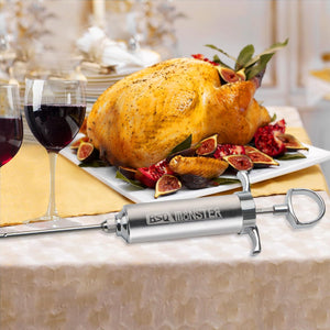 BSQ MONSTER Meat Injector Syringe Kit with 4 Professional Marinade Injector Needles for BBQ Grill Smoker, Turkey and Brisket; 2-oz Large Capacity, Including Paper User Manual, Recipe E-Book (PDF)