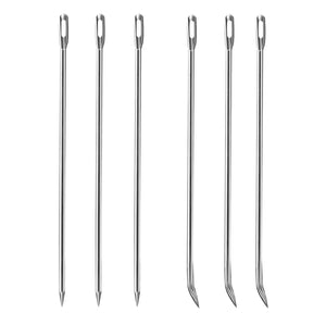 Meat Trussing Needles, Roasting Trussing Needles for Lacing Roast Turkey, Chicken, Pork Skin, Whole Hog, Lamb, and Rotisserie Pig; 3pcs Curved Needles and 3pcs Straight Needles; 6pcs in ALL