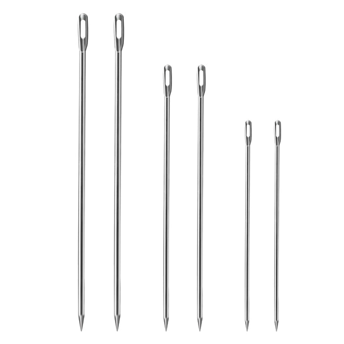 Meat Trussing Needles, Roasting Trussing Needles for Lacing Roast Turkey, Chicken, Pork Skin, Whole Hog, Lamb, and Rotisserie Pig; Two of Each Size 4.9/5.7/7inch, 6pcs in ALL