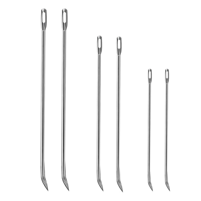 Meat Trussing Needles, Roasting Trussing Needles for Lacing Roast Turkey, Chicken, Pork Skin, Whole Hog, Lamb, and Rotisserie Pig; Two of Each Size 4.9/5.7/7inch, 6pcs in All