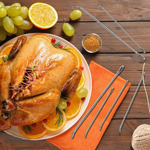 Meat Trussing Needles, Roasting Trussing Needles for Lacing Roast Turkey, Chicken, Pork Skin, Whole Hog, Lamb, and Rotisserie Pig; Two of Each Size 4.9/5.7/7inch, 6pcs in All
