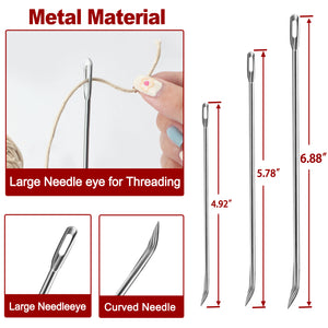 Meat Trussing Needles, Roasting Trussing Needles for Lacing Roast Turkey, Chicken, Pork Skin, Whole Hog, Lamb, and Rotisserie Pig; Two of Each Size 4.9/5.7/7inch, 6pcs in All
