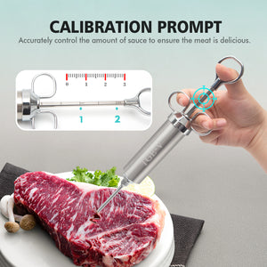 Meat Injector Syringe, Injector Marinades for Meats, Turkey, Brisket; Come with 3 Marinade Injector Needles; Meat Injectors for Smoking and BBQ, 2-OZ