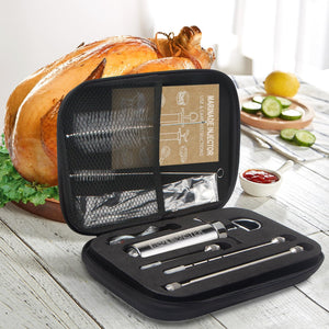 BSQ MONSTER Meat Injector for Smoker with Case and 4 Flavor Food Injector Syringe Needles, Perfect Injecting Marinade into Turkey, Meat; 2-oz; Paper and E-Book (PDF) User Manual Included