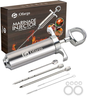 Meat Injector, Meat Injectors for Smoking BBQ with 3 Marinade Injector Needles; Injector Marinades for Meats, Turkey, Beef; 2-Oz, User Manual Included