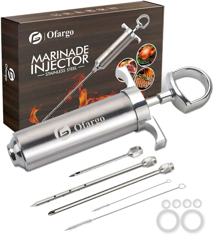 Meat Injector, Meat Injectors for Smoking BBQ with 3 Marinade Injector Needles; Injector Marinades for Meats, Turkey, Beef; 2-Oz, User Manual Included