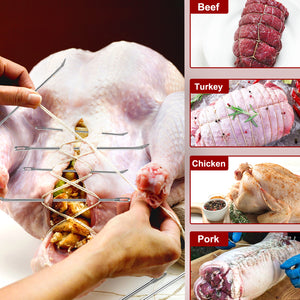 Meat Trussing Needles, Roasting Trussing Needles for Lacing Roast Turkey, Chicken, Pork Skin, Whole Hog, Lamb, and Rotisserie Pig; Two of Each Size 4.9/5.7/7inch, 6pcs in All