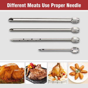Meat Injectors for Smoking with Case and 4 Flavor Food Injector Syringe Needles, Injector Marinades for Meat, Turkey, Brisket; 2-oz; Including Paper and E-Book (PDF) User Manual