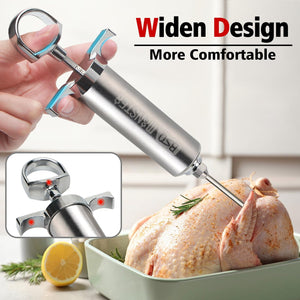 BSQ MONSTER Meat Injector for Smoker with Case and 4 Flavor Food Injector Syringe Needles, Perfect Injecting Marinade into Turkey, Meat; 2-oz; Paper and E-Book (PDF) User Manual Included