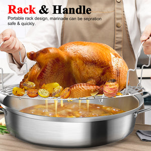 GRILL BUMP Roasting Pan, Turkey Roasting Pan with Rack and Lid for Chicken in Kitchen Thanksgiving Christmas, Gifts for Women Mother Wife Men, 21 Inch