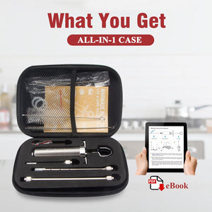 Meat Injectors for Smoking with Case and 4 Flavor Food Injector Syringe Needles, Injector Marinades for Meat, Turkey, Brisket; 2-oz; Including Paper and E-Book (PDF) User Manual