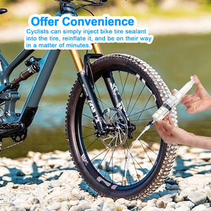 ColCospie Tubeless Sealant Injector Kit for Bicycle with 2 hoses, Cycling Bike Tire No Tubes Sealant Plastic Syringe 60ML