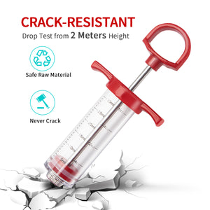 Ofargo Meat Injector Syringe, Meat Injectors for Smoking and BBQ with 2 Marinade Injector Needles; Injector Marinades for Meats, Turkey, Beef; 1-oz; User Manual Included