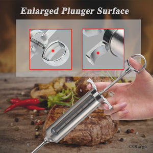Ofargo Meat Injector Kit for Smoker with 3 Marinade Flavor BBQ  Injector Syringe Needles, Injector Marinades for Meats, Turkey, Brisket; 2-oz; Paper and E-Book (PDF) User Manual Included