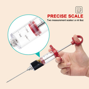 Ofargo Meat Injector Syringe, Meat Injectors for Smoking and BBQ with 2 Marinade Injector Needles; Injector Marinades for Meats, Turkey, Beef; 1-oz; User Manual Included