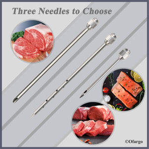 Ofargo Meat Injector Kit for Smoker with 3 Marinade Flavor BBQ  Injector Syringe Needles, Injector Marinades for Meats, Turkey, Brisket; 2-oz; Paper and E-Book (PDF) User Manual Included