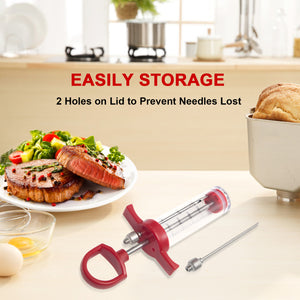 Ofargo Meat Injector Syringe, Meat Injectors for Smoking and BBQ with 2 Marinade Injector Needles; Injector Marinades for Meats, Turkey, Beef; 1-oz; User Manual Included