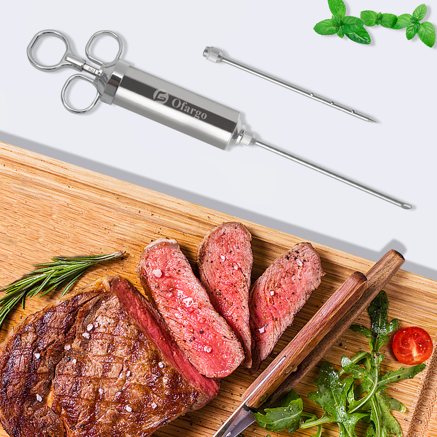 Meat Injector - 3 Needles for Smoking Meats, Beef, Turkey; 2-Oz Marina ...