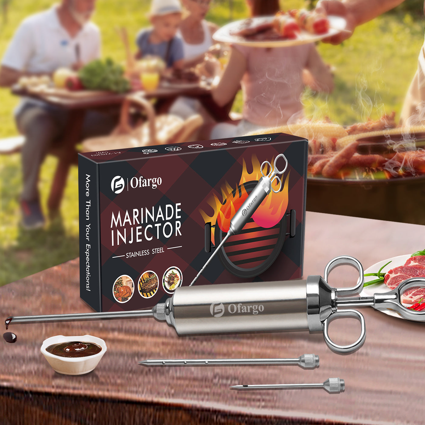 Meat Injection Needles Meat Injector - 3 Needles for Smoking Meats, Beef, Turkey; 2-Oz Marina ...