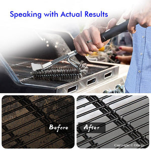 Grill Brush with 3-in-1 Stainless Steel Woven Wire